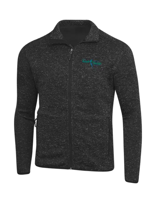Black Heather Sweater Fleece Jacket w/Sports Rehab Logo