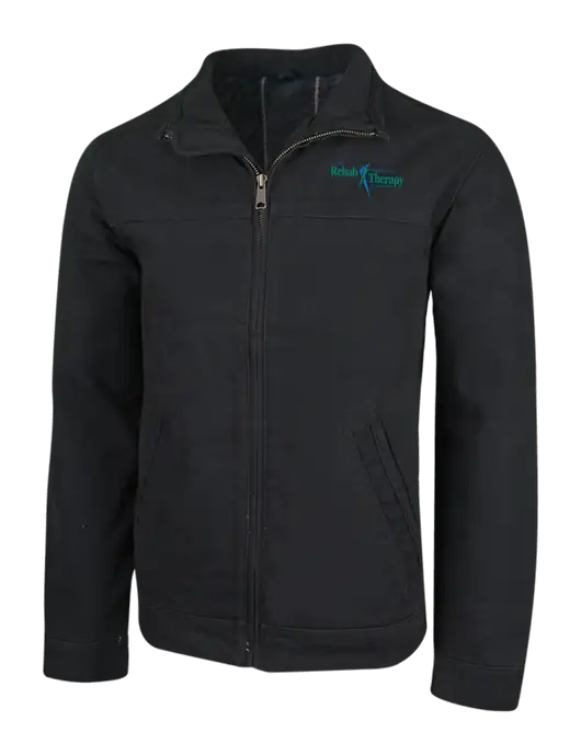Cornerstone Black Washed Duck Cloth Flannel Lined Work Jacket w/Sports Rehab Logo