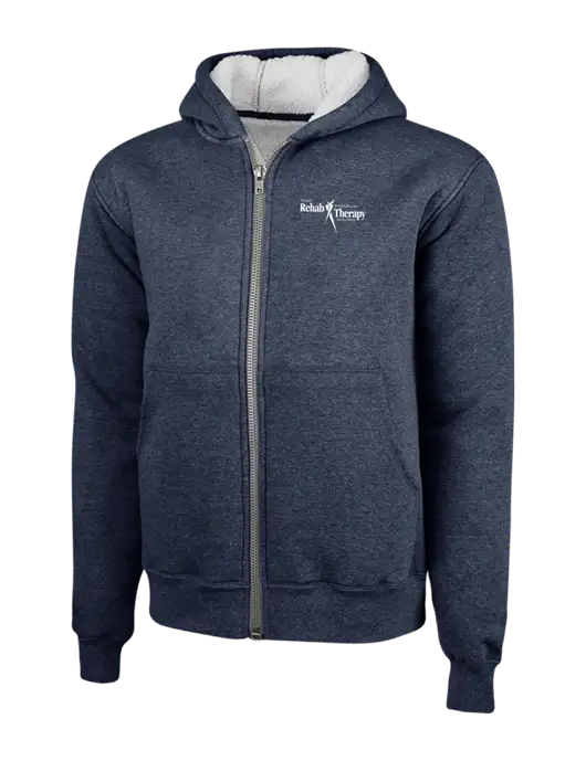 Cornerstone Navy Heavyweight Sherpa Lined Hooded Fleece Jacket w/Sports Rehab Logo