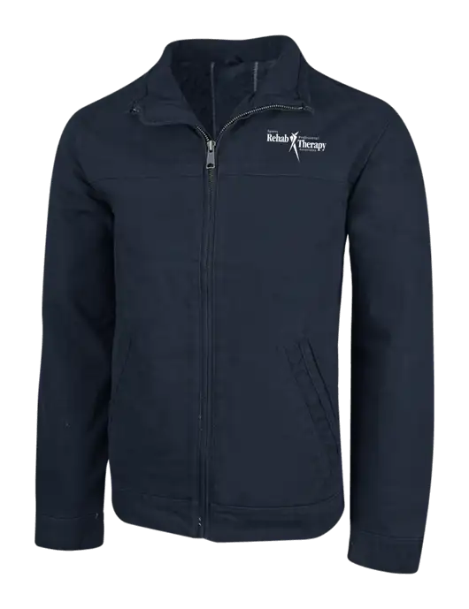 Cornerstone Navy Washed Duck Cloth Flannel Lined Work Jacket w/Sports Rehab Logo