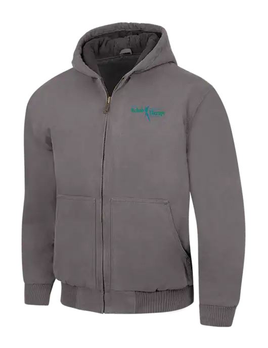 CornerStone Medium Grey Washed Duck Cloth Insulated Hooded Work Jacket w/Sports Rehab Logo