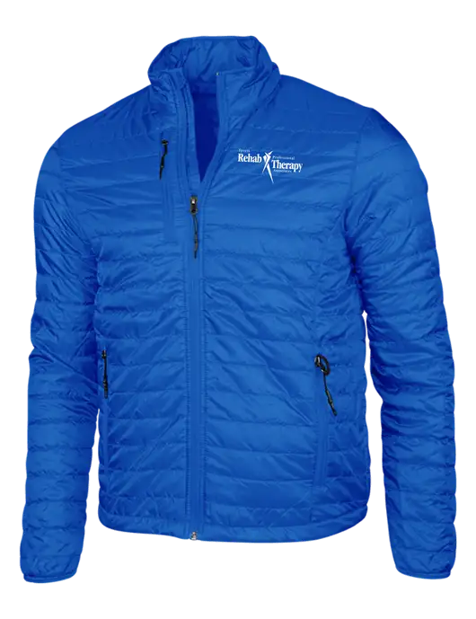 Dark Royal Blue Puffy Packable Jacket w/Sports Rehab Logo