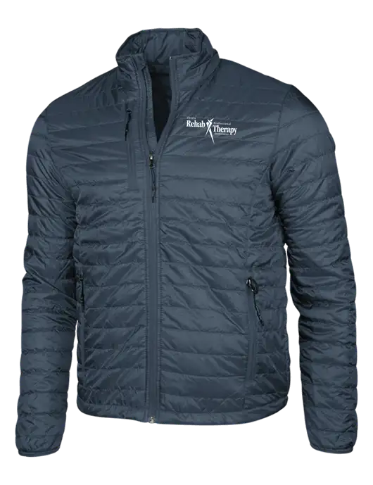 Navy Puffy Packable Jacket w/Sports Rehab Logo