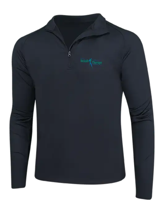 Black Sport Wick Stretch 1/4 Zip Pullover w/Sports Rehab Logo