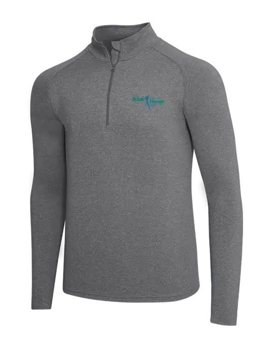 Dark Grey Heather Sport Wick Stretch 1/4 Zip Pullover w/Sports Rehab Logo