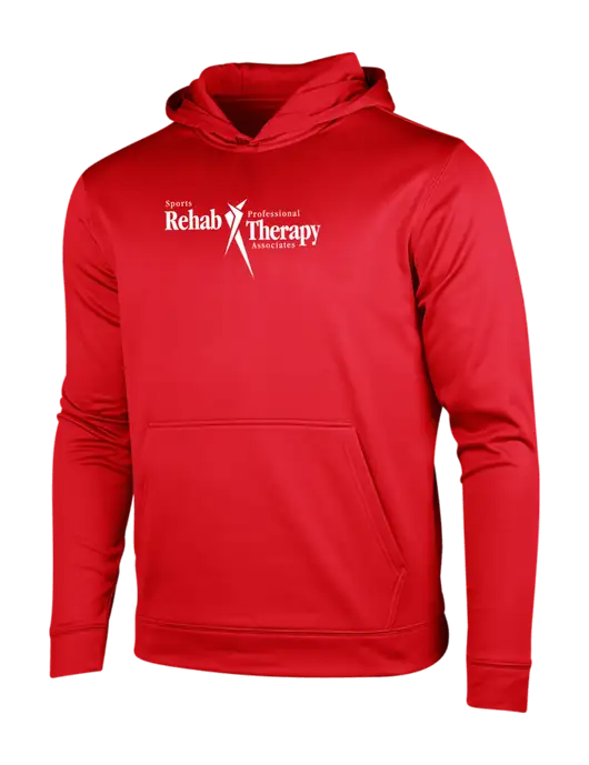 Deep Red Sport-Wick Fleece Hooded Pullover w/Sports Rehab Logo