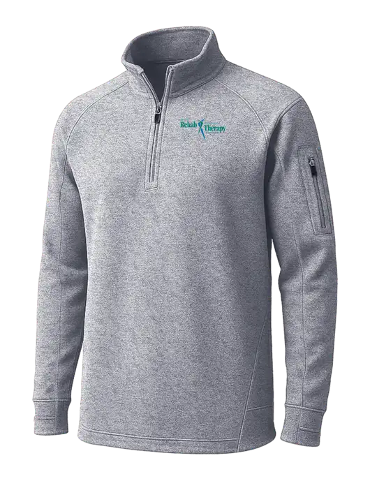 Grey Heather Tech Fleece 1/4 Zip Pullover w/Sports Rehab Logo