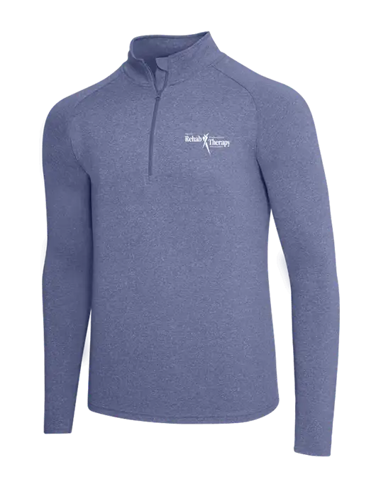 Navy Heather Sport Wick Stretch 1/4 Zip Pullover w/Sports Rehab Logo