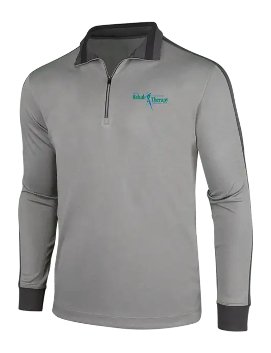 NIKE Athletic Grey/Heather Dark Grey Dry-Fit 1/2 Zip Cover-Up w/Sports Rehab Logo