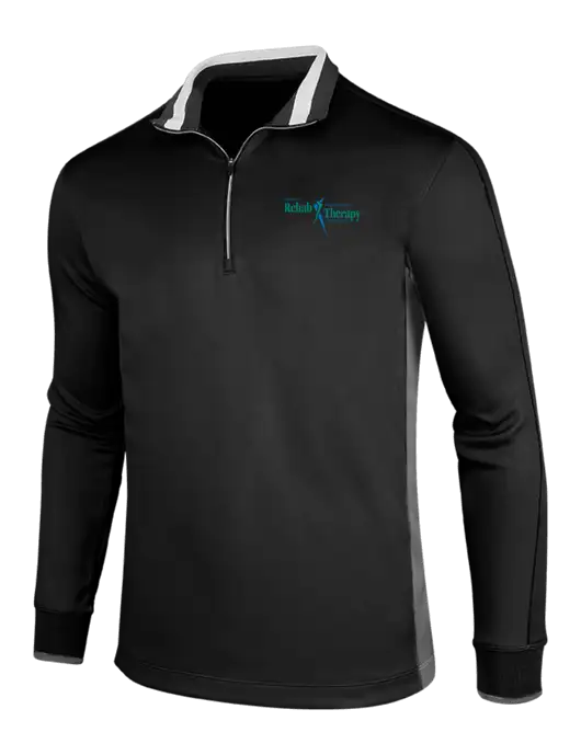 NIKE Black/Dark Grey/White Dry-Fit 1/2 Zip Cover-Up w/Sports Rehab Logo