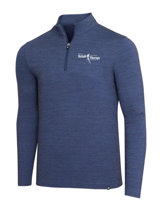 TravisMathew Navy Heather Crestview 1/4 Zip w/Sports Rehab Logo