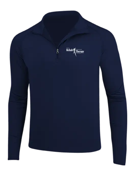 Navy Sport Wick Stretch 1/4 Zip Pullover w/Sports Rehab Logo