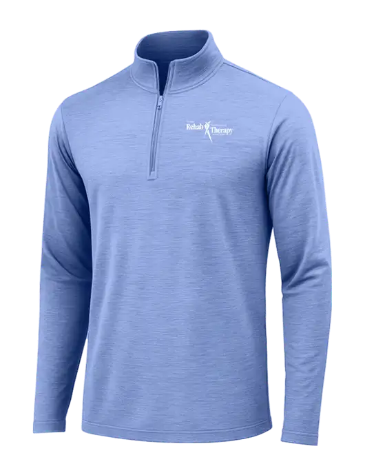 True Royal Heather Posicharge Tri-Blend Wicking 1/4 Zip Pullover w/Sports Rehab Logo