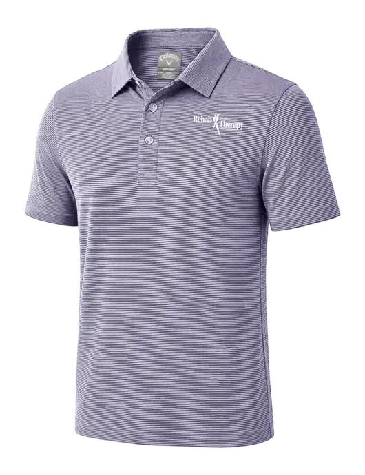Callaway Navy Fine Line Stripe Polo w/Sports Rehab Logo