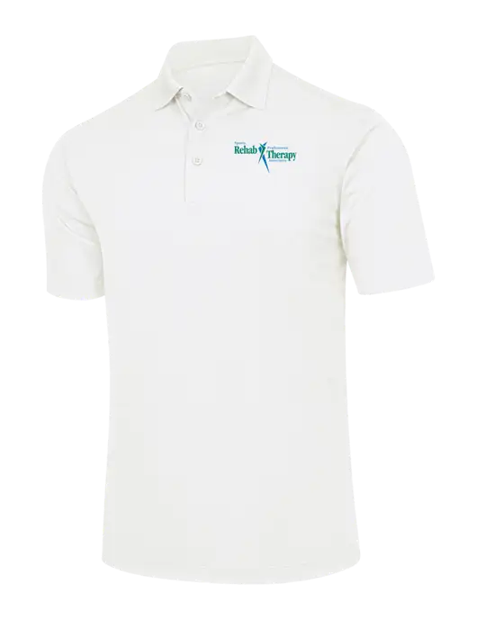 White Micropique Sport-Wick Polo w/Sports Rehab Logo
