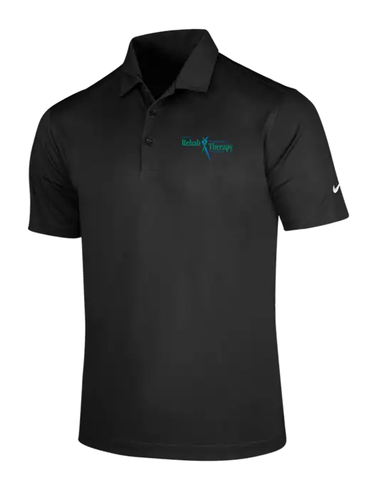 NIKE Black Dri-Fit Vertical Mesh Polo w/Sports Rehab Logo