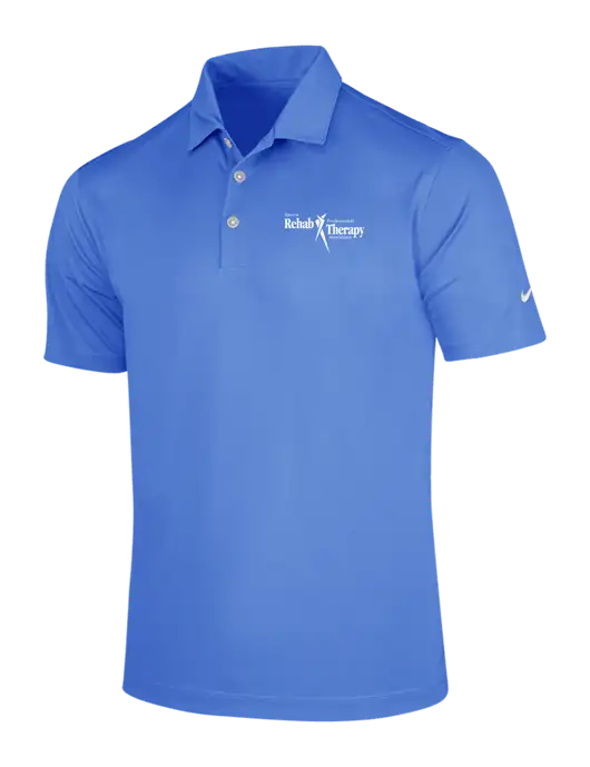 NIKE Light Royal Blue Dri-Fit Vertical Mesh Polo w/Sports Rehab Logo