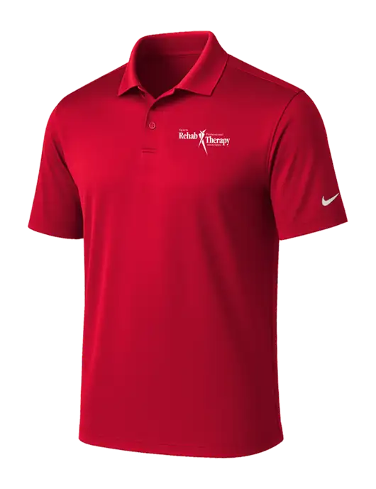 NIKE Red Victory Solid Polo w/Sports Rehab Logo