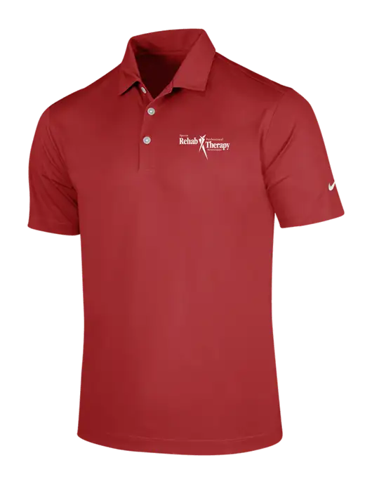 NIKE Red Dri-Fit Vertical Mesh Polo w/Sports Rehab Logo
