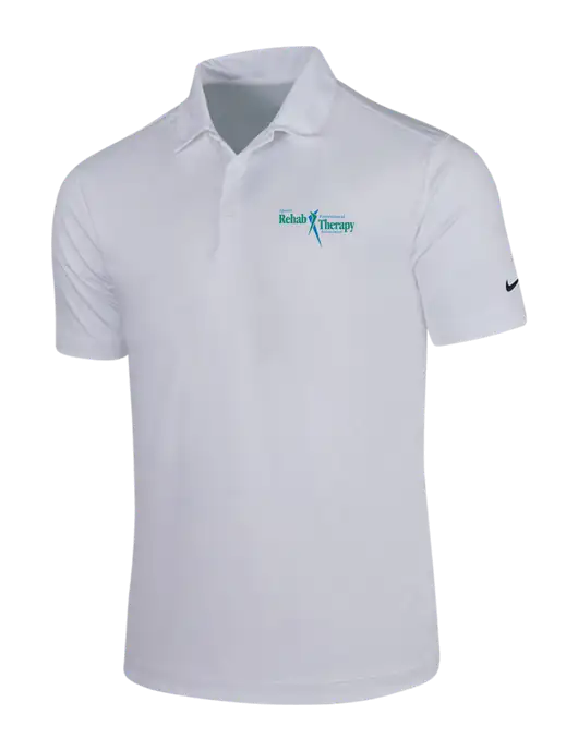 NIKE White Dri-Fit Vertical Mesh Polo w/Sports Rehab Logo