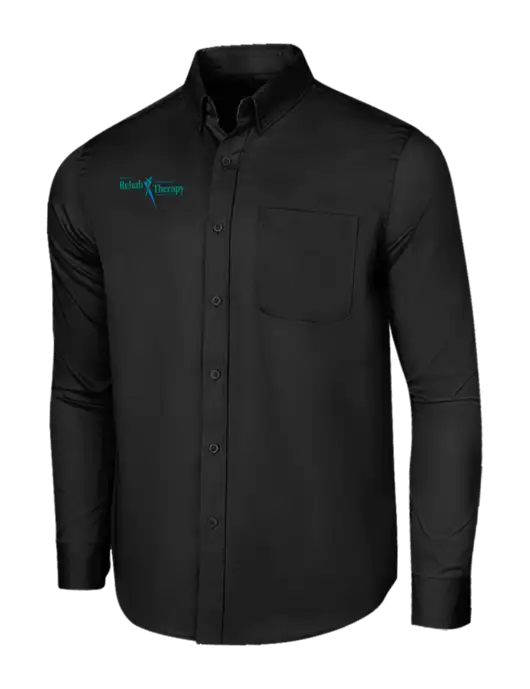 Long Sleeve Deep Black Superpro React Twill Shirt w/Sports Rehab Logo