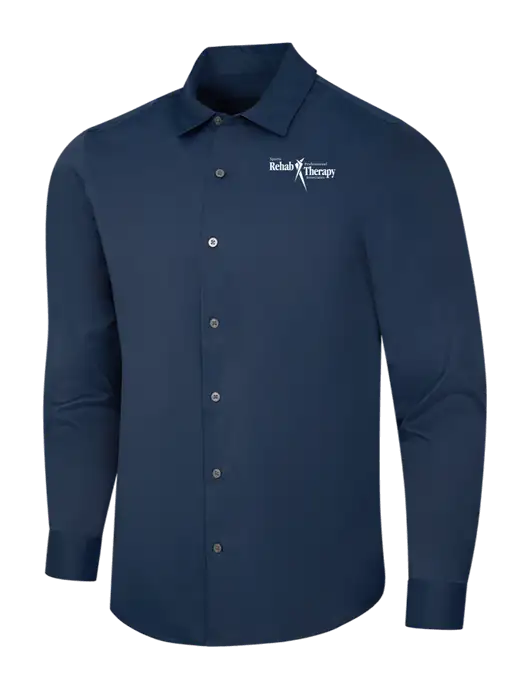 Navy City Stretch Shirt w/Sports Rehab Logo