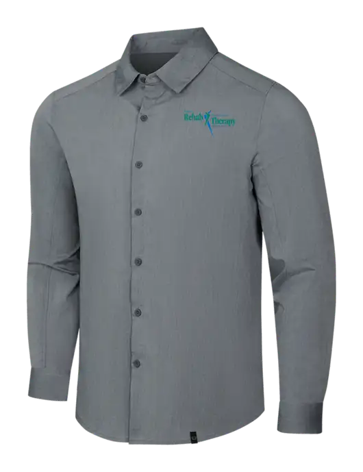 OGIO Medium Grey Heather Commuter Woven Shirt w/Sports Rehab Logo