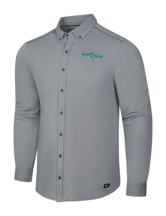 OGIO Medium Grey Heather Modern Code Stretch Button-Up Shirt w/Sports Rehab Logo