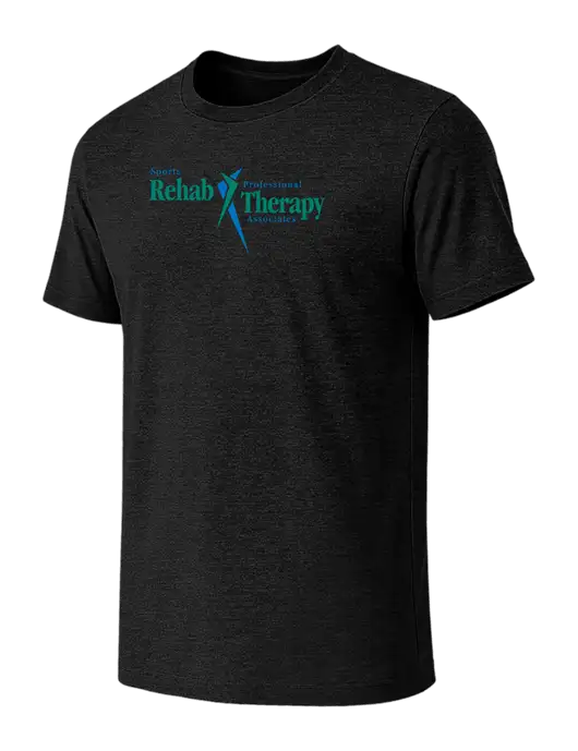 BELLA+CANVAS Black Heather CVC Short Sleeve Tee w/Sports Rehab Logo