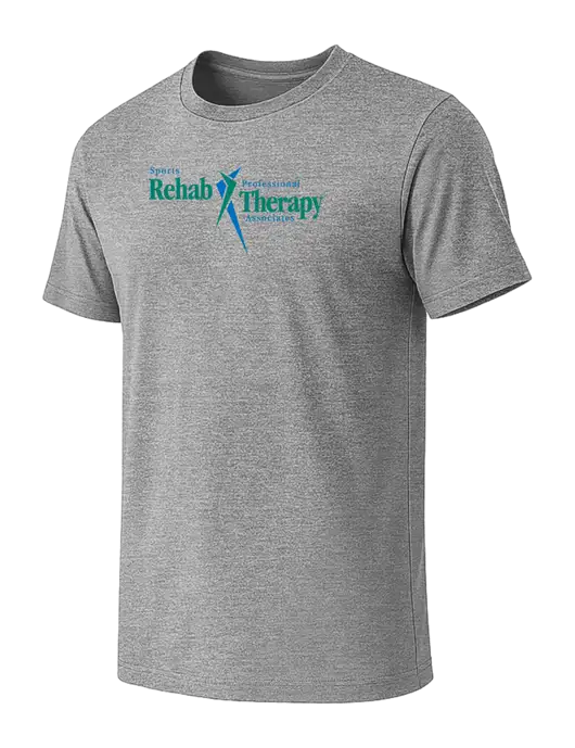 BELLA+CANVAS Heather Grey CVC Short Sleeve Tee w/Sports Rehab Logo