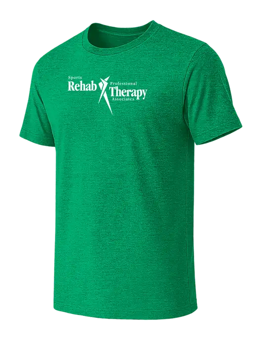 BELLA+CANVAS Heather Kelly Green CVC Short Sleeve Tee w/Sports Rehab Logo