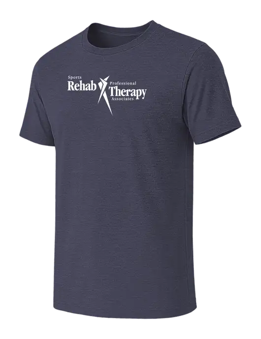 BELLA+CANVAS Heather Navy CVC Short Sleeve Tee w/Sports Rehab Logo