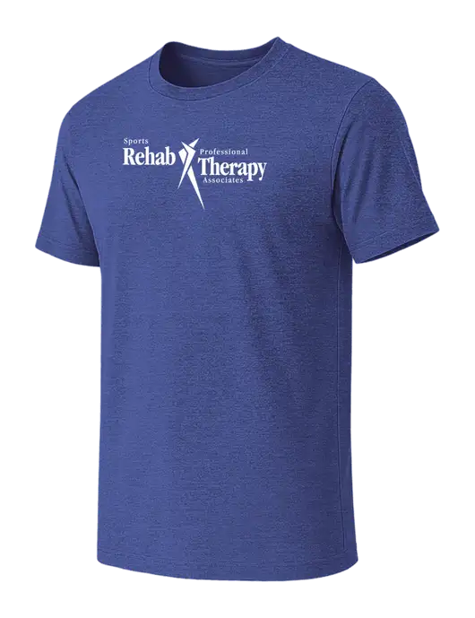 BELLA+CANVAS Heather Royal CVC Short Sleeve Tee w/Sports Rehab Logo