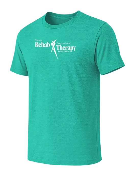 BELLA+CANVAS Heather Teal CVC Short Sleeve Tee w/Sports Rehab Logo