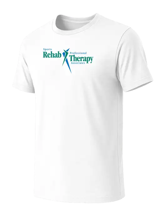 BELLA+CANVAS White Blend CVC Short Sleeve Tee w/Sports Rehab Logo