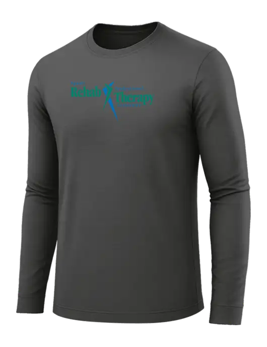 Long Sleeve Dark Grey PosiCharge Competitor Tee w/Sports Rehab Logo