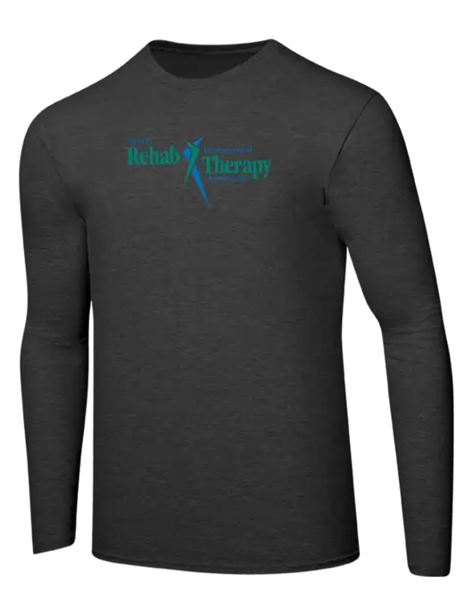 Ring Spun Dark Heather Grey 4.5 oz Long Sleeve T-Shirt w/Sports Rehab Logo