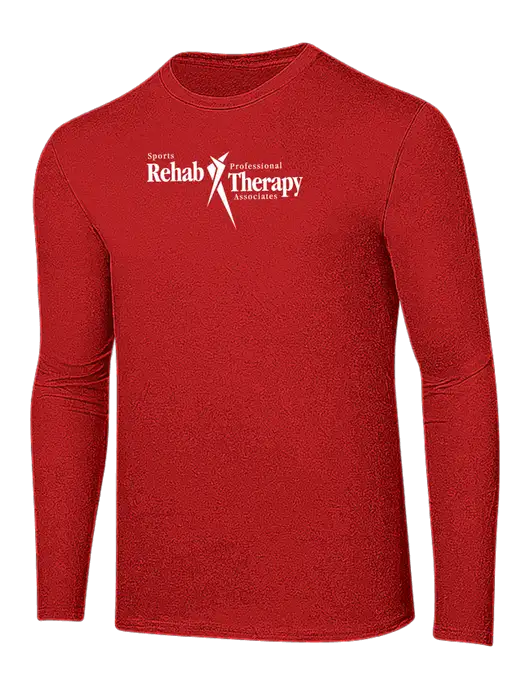 Ring Spun Dark Red 4.5 oz Long Sleeve T-Shirt w/Sports Rehab Logo
