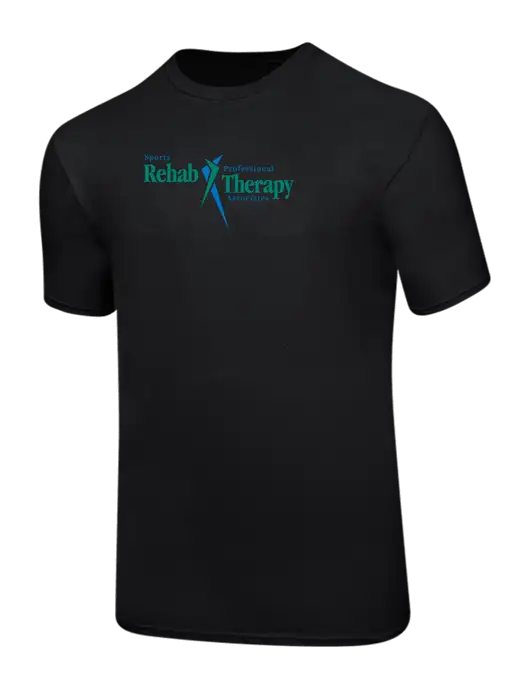 Ring Spun Jet Black 4.5 oz T-Shirt w/Sports Rehab Logo