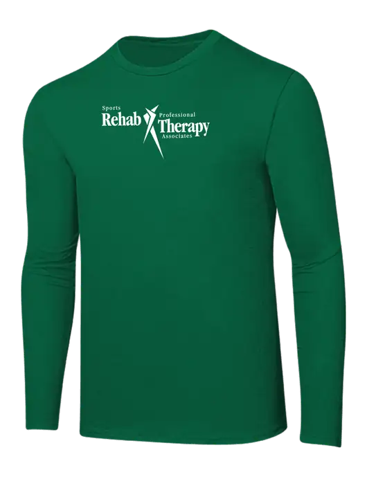 Ring Spun Kelly Green 4.5 oz Long Sleeve T-Shirt w/Sports Rehab Logo