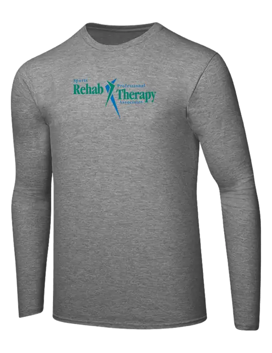 Ring Spun Light Heather Grey 4.5 oz Long Sleeve T-Shirt w/Sports Rehab Logo