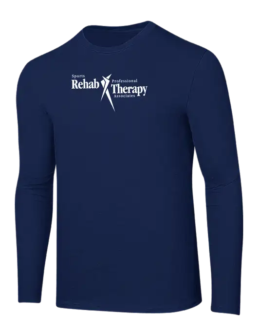 Ring Spun Navy 4.5 oz Long Sleeve T-Shirt w/Sports Rehab Logo