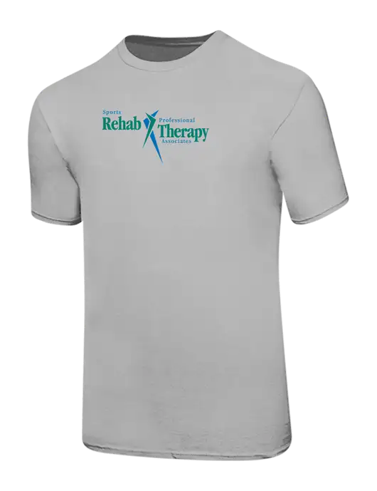 Ring Spun Silver 4.5 oz T-Shirt w/Sports Rehab Logo