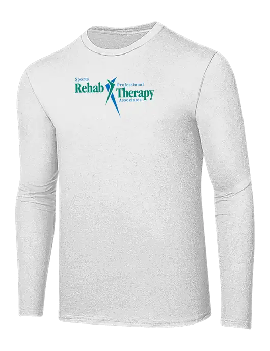 Ring Spun White 4.5 oz Long Sleeve T-Shirt w/Sports Rehab Logo