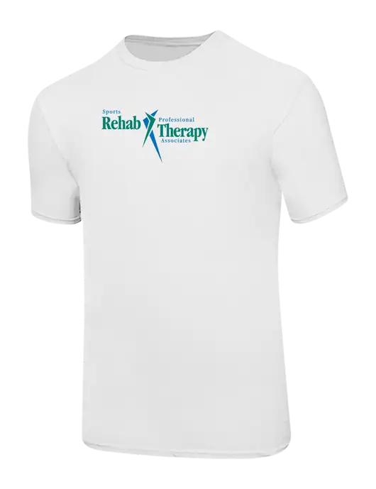 Ring Spun White 4.5 oz T-Shirt w/Sports Rehab Logo