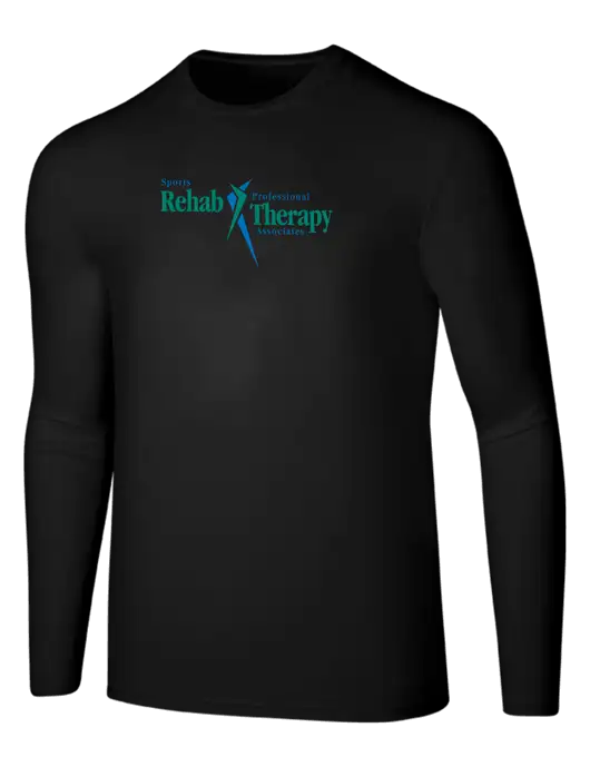 Seriously Soft Black Long Sleeve T-Shirt w/Sports Rehab Logo