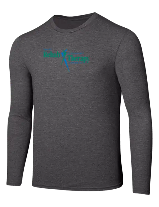 Seriously Soft Heathered Charcoal Long Sleeve T-Shirt w/Sports Rehab Logo