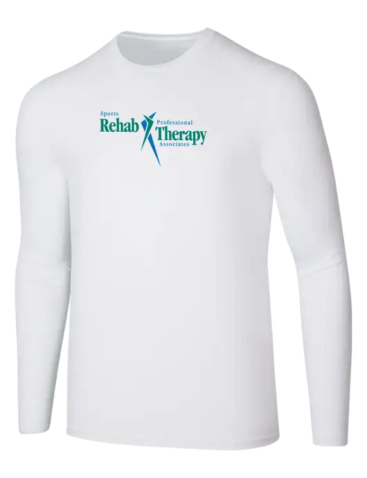 Seriously Soft White Long Sleeve T-Shirt w/Sports Rehab Logo