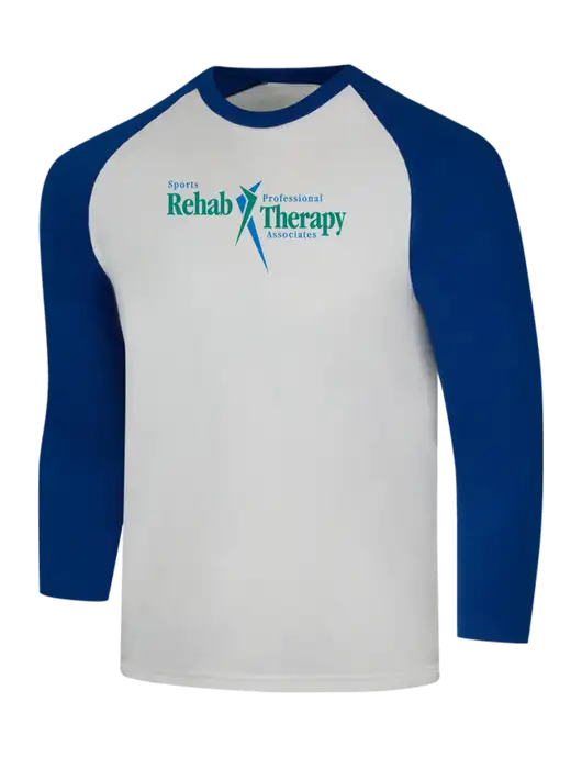Simply Soft 3/4 Sleeve Dark Royal/White Ring Spun Cotton T-Shirt w/Sports Rehab Logo