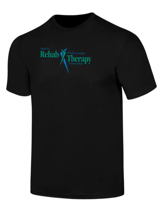 Simply Soft Black 4.5oz  Poly/Combed Ring Spun Cotton T-Shirt w/Sports Rehab Logo